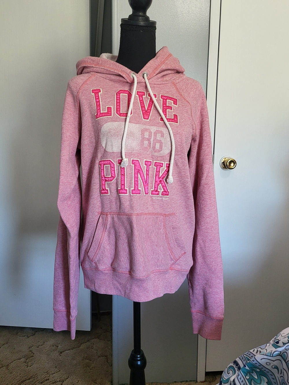 PINK Victoria's Secret Heathered Pink 'LOVE PINK' Pullover Hoodie